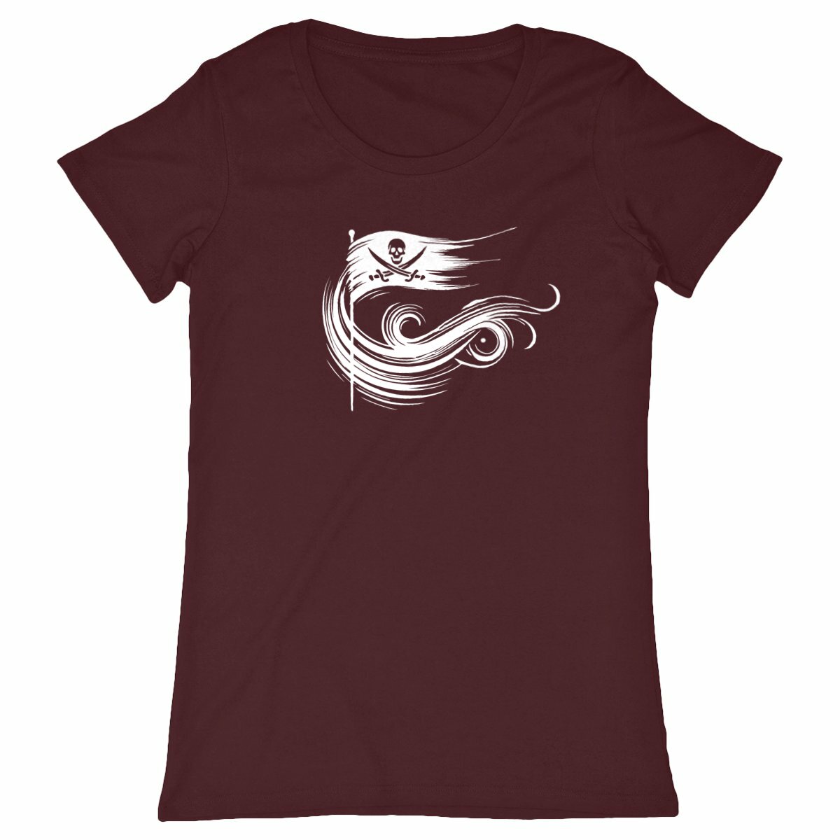 T-shirt Femme Liberté pirate blanc . 100% coton en conversion biologique