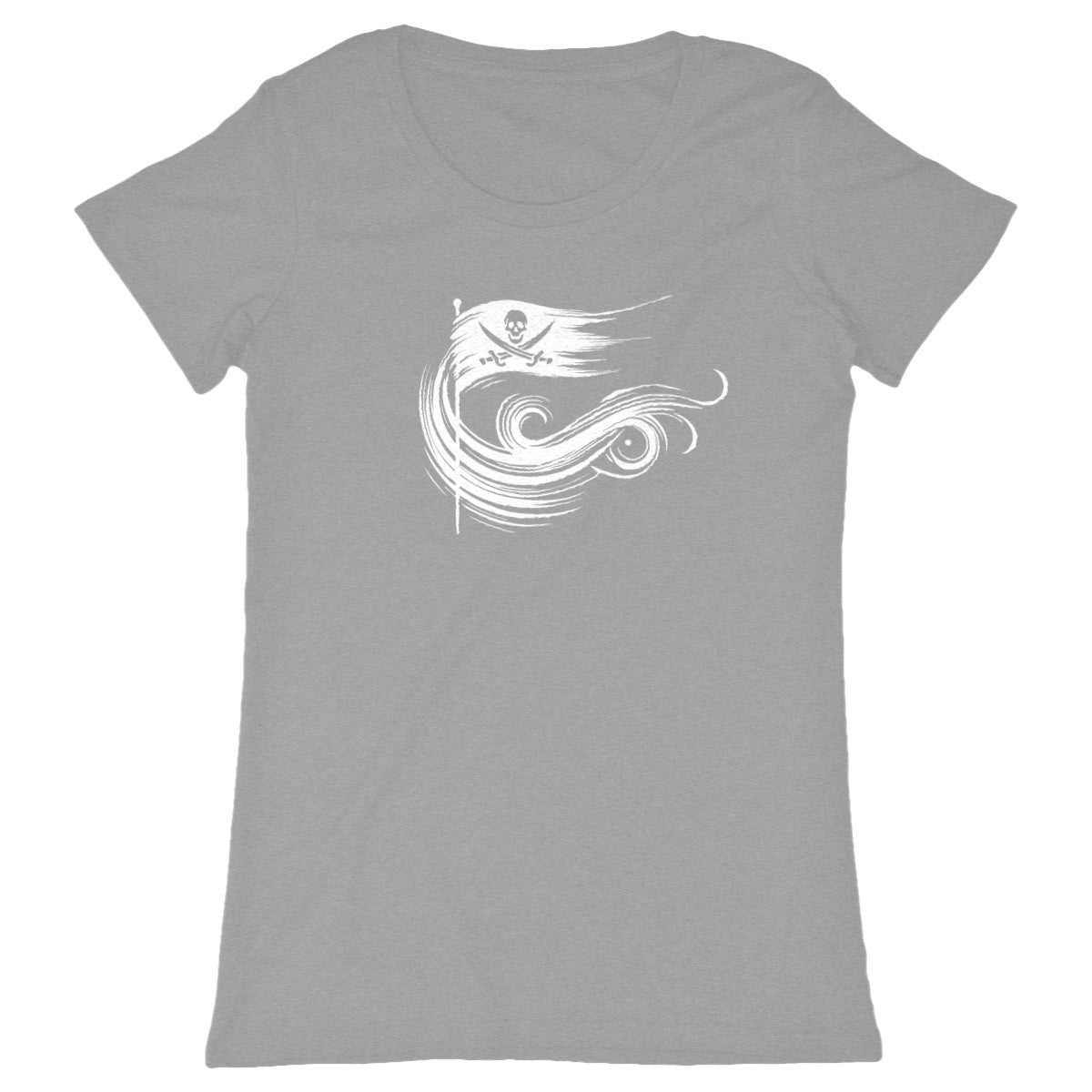 T-shirt Femme Liberté pirate blanc . 100% coton en conversion biologique