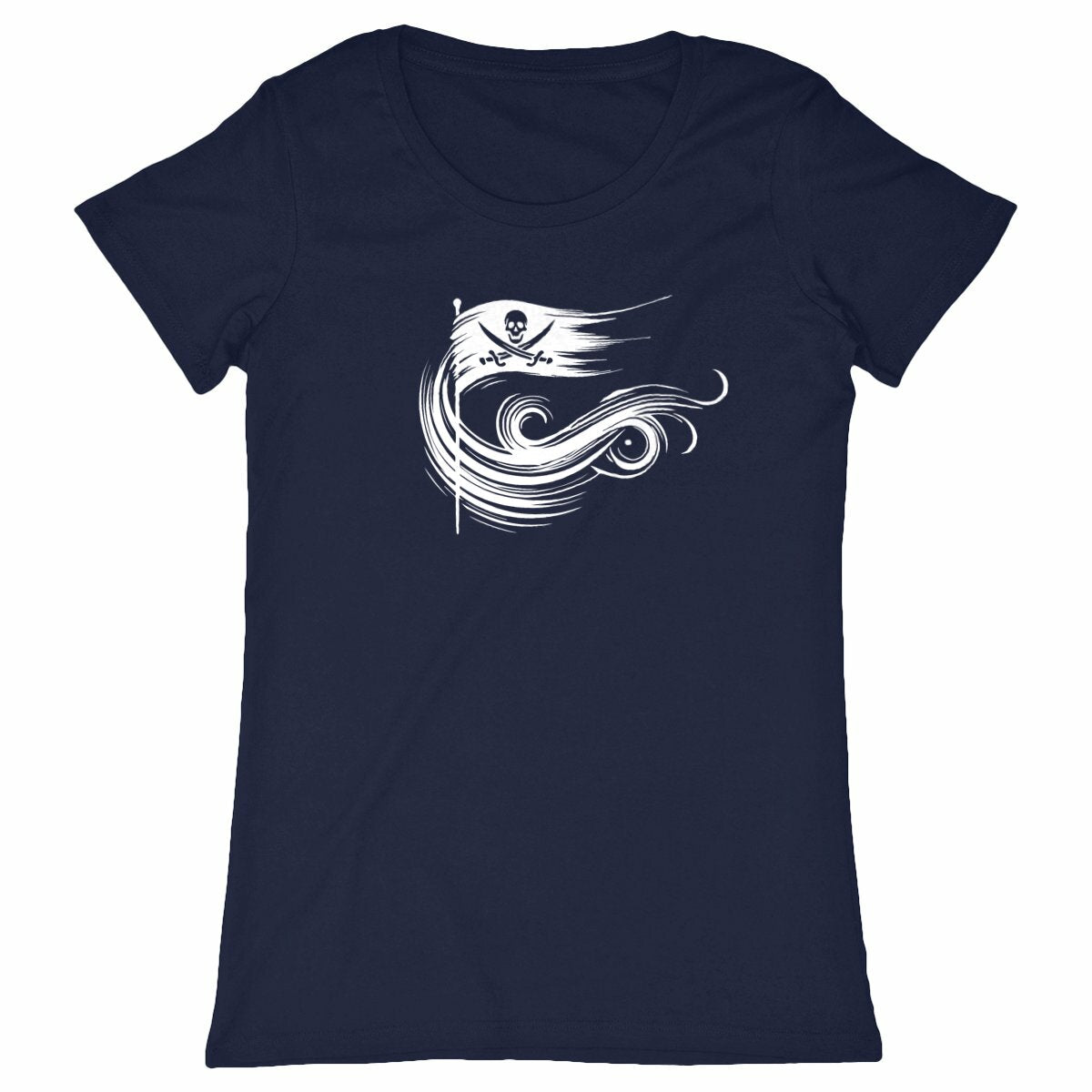 T-shirt Femme Liberté pirate blanc . 100% coton en conversion biologique