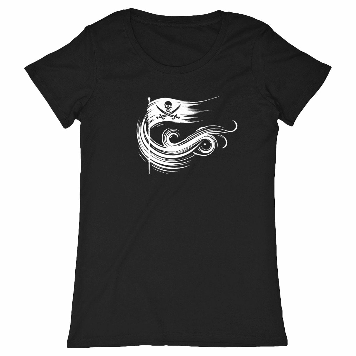 T-shirt Femme Liberté pirate blanc . 100% coton en conversion biologique