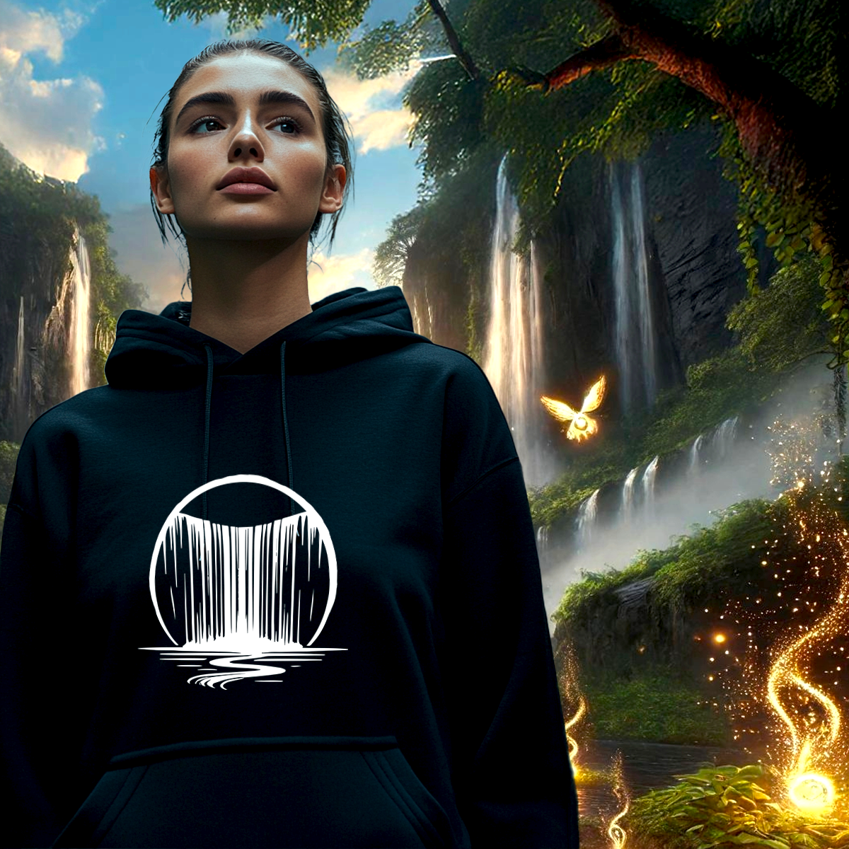 Sweat à capuche Unisexe Premium Cascade Éternelle