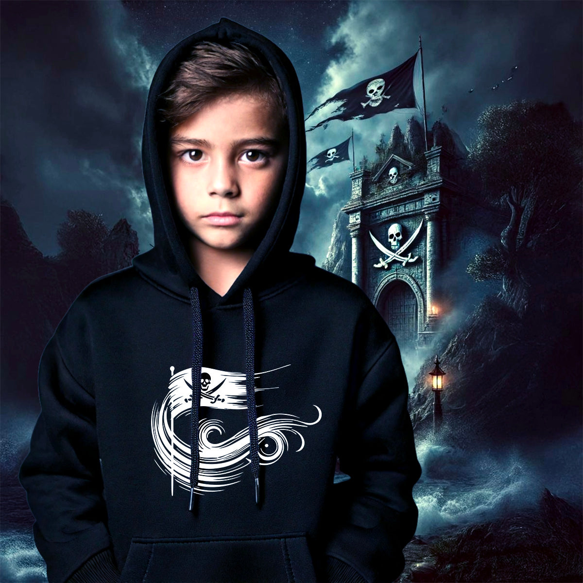 Sweat à capuche Enfant Le Serment des Âmes Pirates blanc