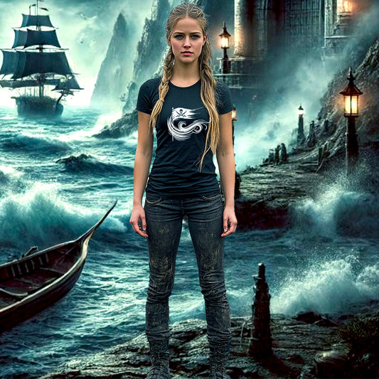 T-shirt Femme Le Serment des Âmes Pirates blanc . 100% coton en conversion biologique