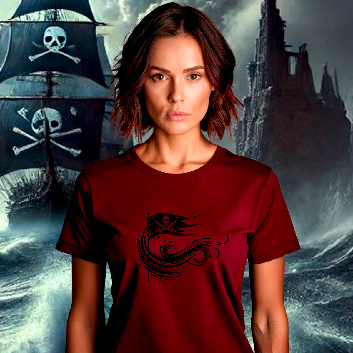 T-shirt Femme Le Serment des Âmes Pirates . 100% coton en conversion biologique