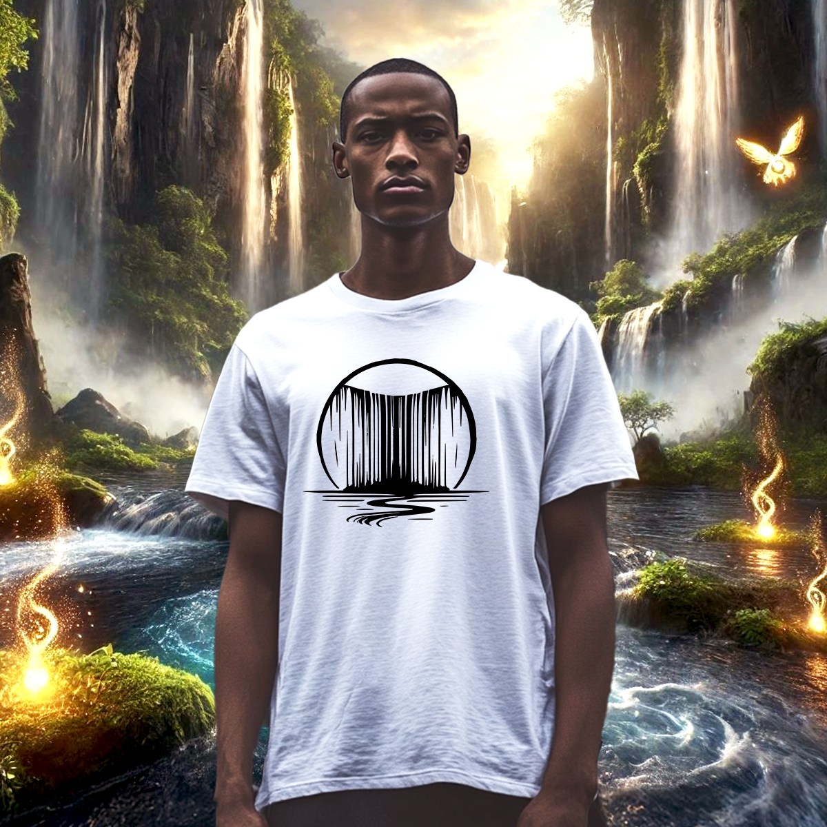 T-shirt Unisexe Cascade Éternelle. 100% coton en conversion biologique